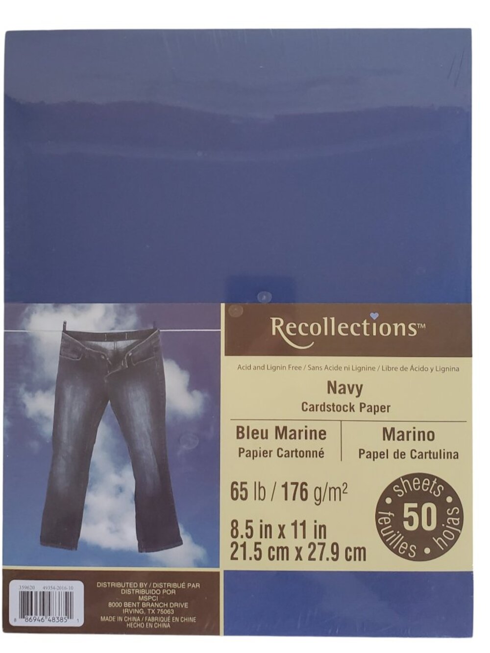 Recollections Cardstock Paper 50 Sheets Navy 8.5 x 11 Acid & Lignin Free